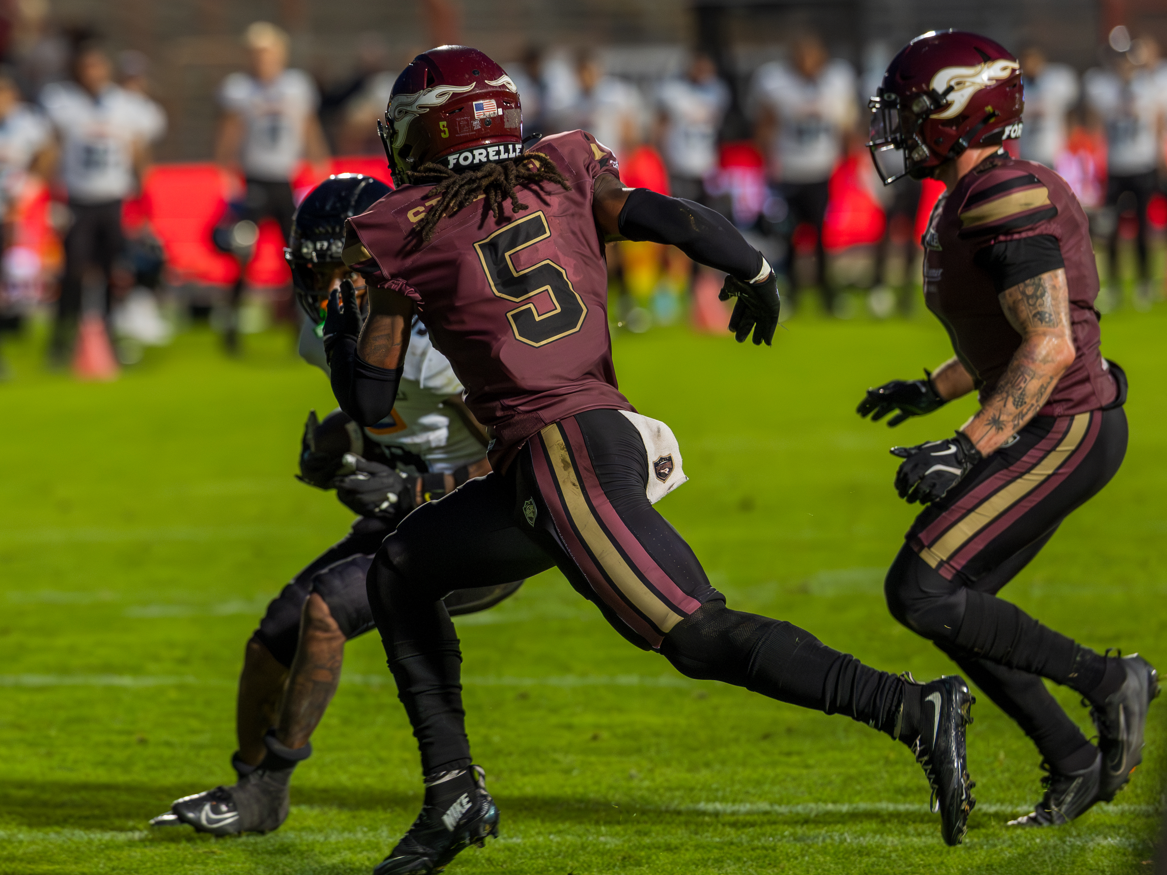 #5 Nazir Streater (Strong Saftey) – Rhein Fire follow #5 Michael Harley Jr (Wide Receiver) – Panthers Wroclaw