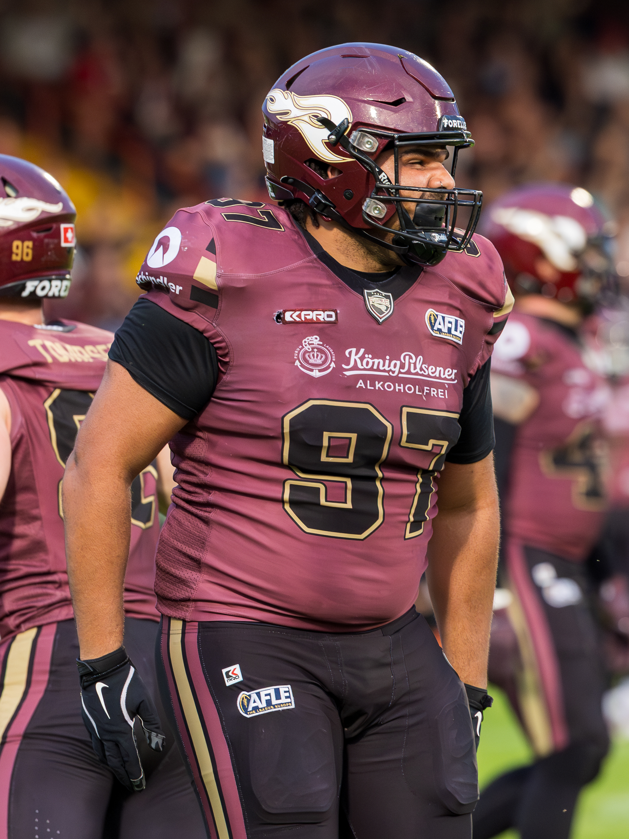 #97 Jason Chikere (Defensive Tackle) – Rhein Fire with emotional