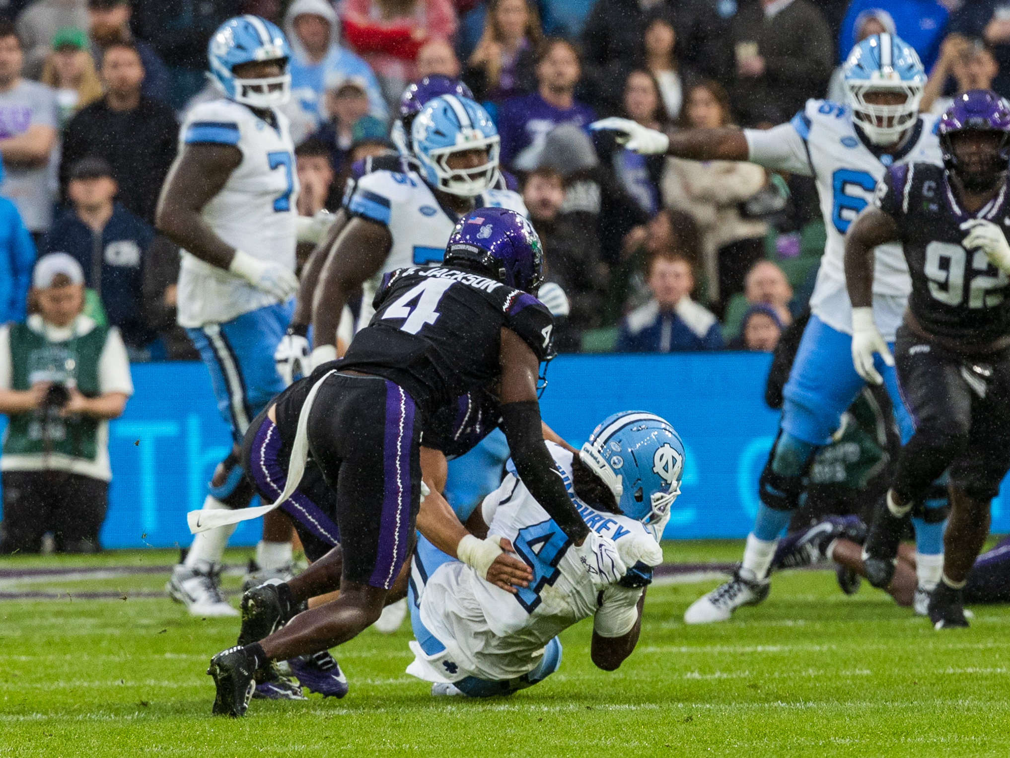 #4 Gil Jackson Jr. (CB) TCU Horned Frogs tackle #4 Mason Humphrey (WR) University of North Carolina Tar Heels