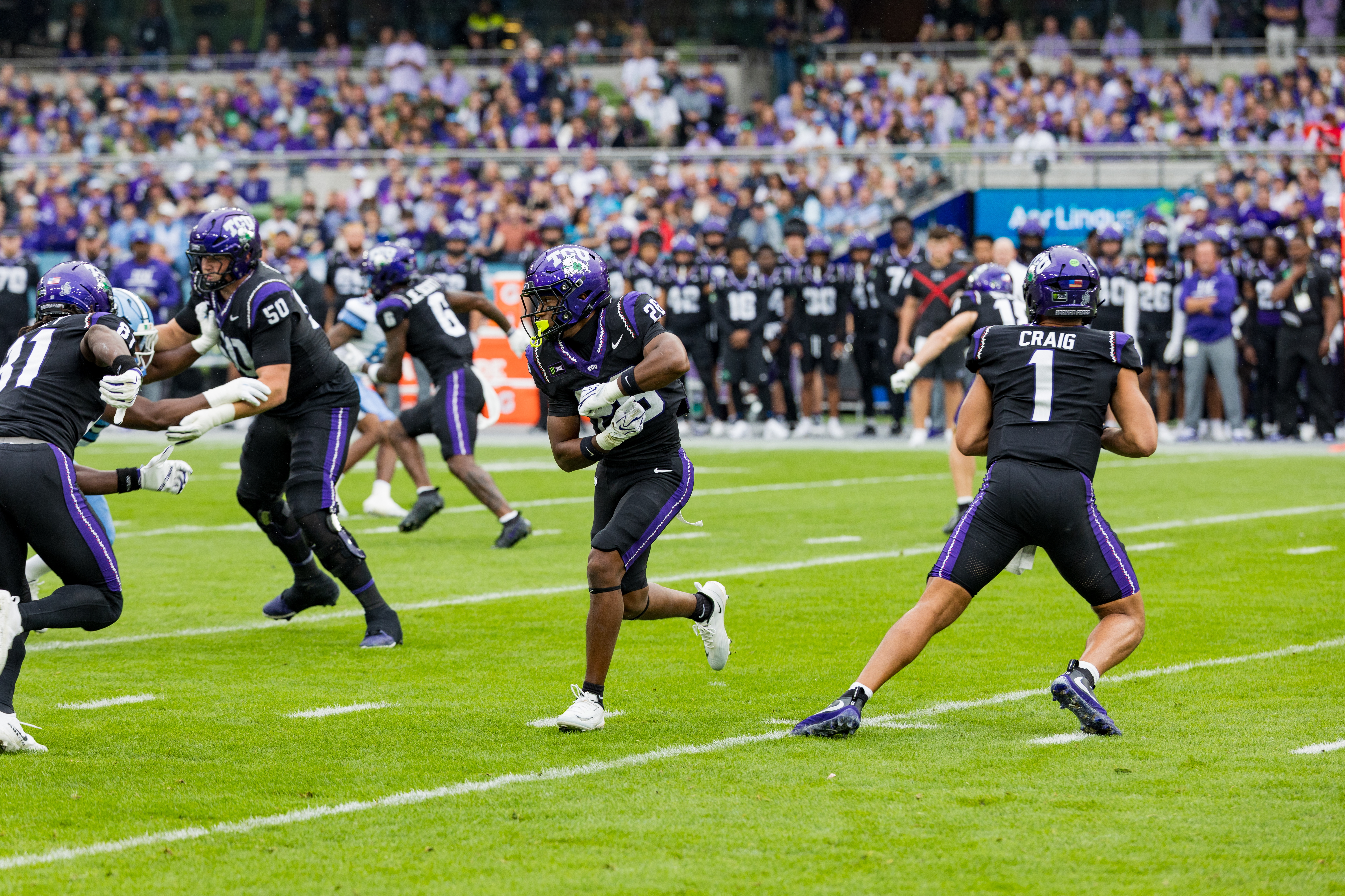 #26 Jeremy Payne (RB) TCU Horned Frogs run with the ball.
