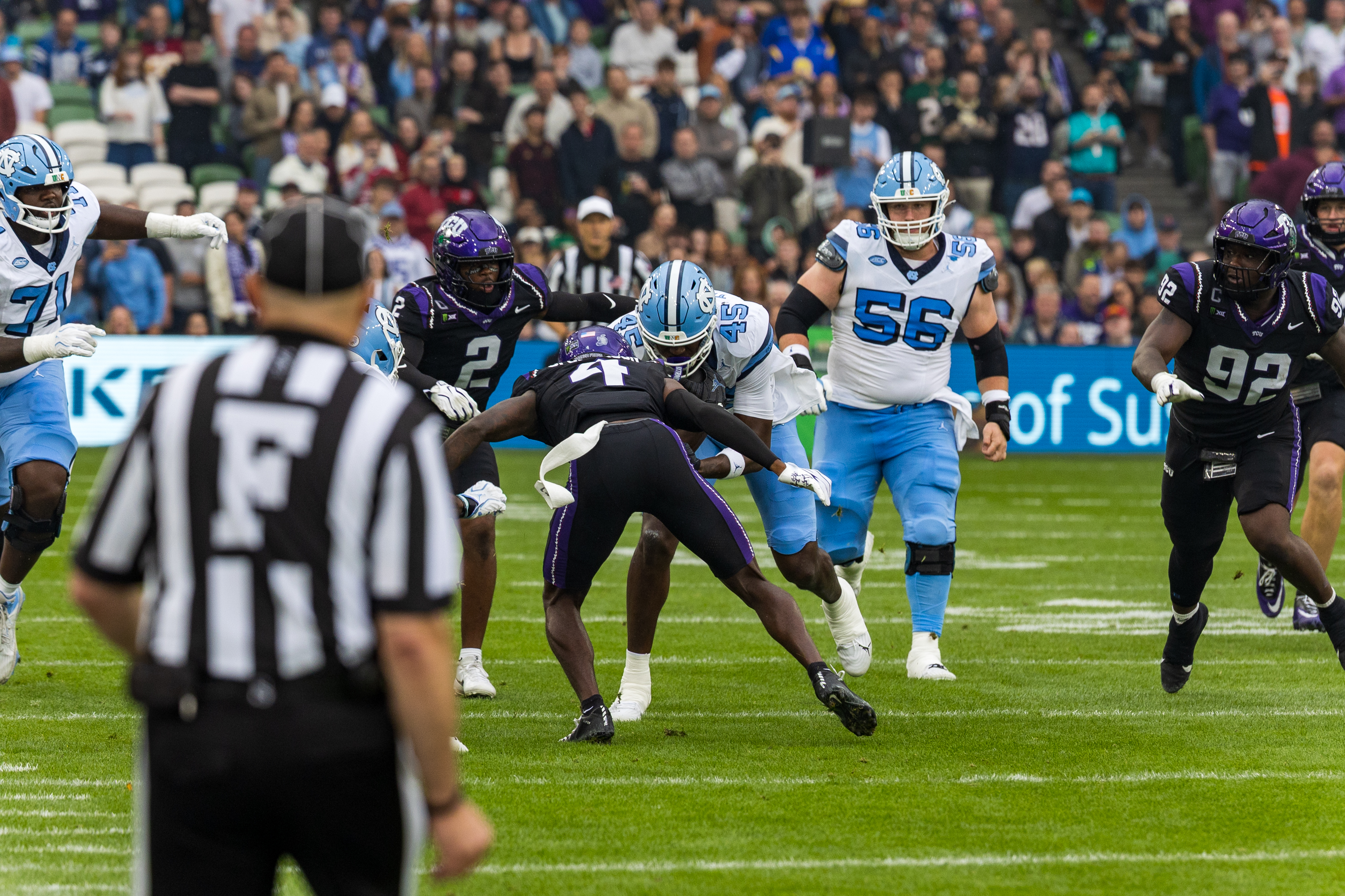 #4 Gil Jackson Jr. (CB) TCU Horned Frogs tackle #45 Jelani Thurman (TE) University of North Carolina Tar Heels