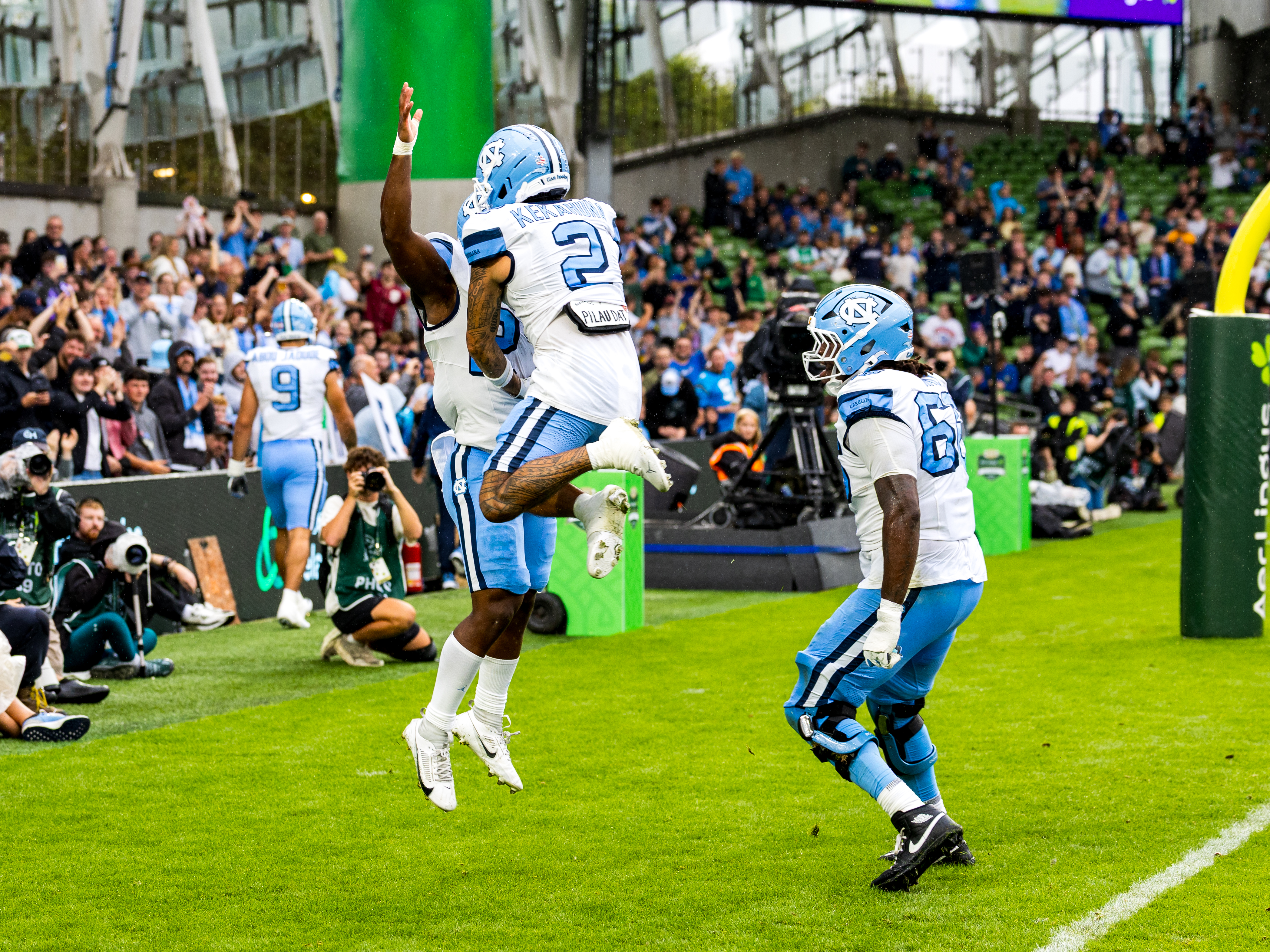 Touchdown celebration from #27 Jaylen McGill (RB) University of North Carolina Tar Heels