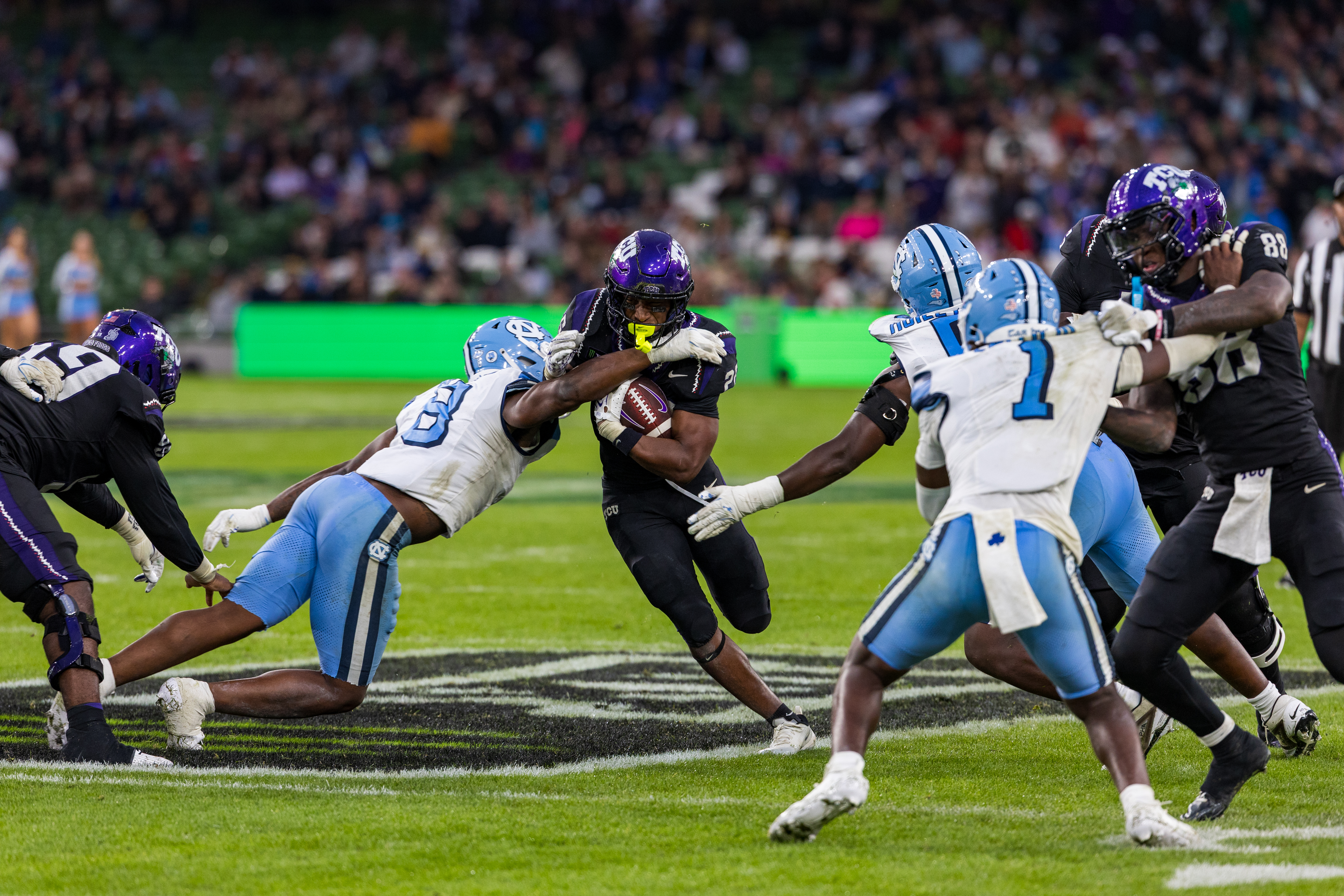 #8 Jonathan Agumadu (LB) University of North Carolina Tar Heels tackle #26 Jeremy Payne (RB) TCU Horned Frogs