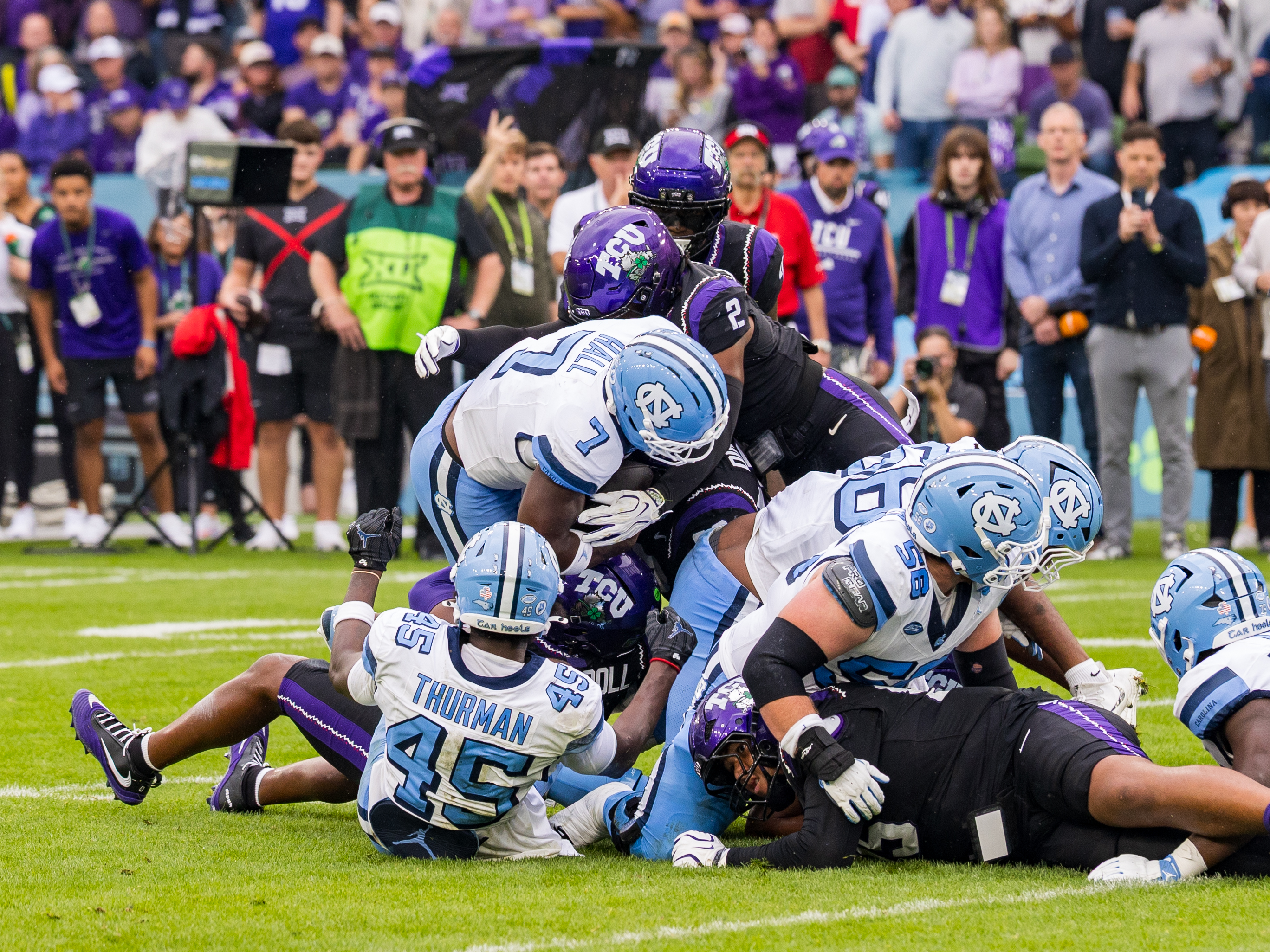 No chance for a run from #7 Benjamin Hall (RB) University of North Carolina Tar Heels