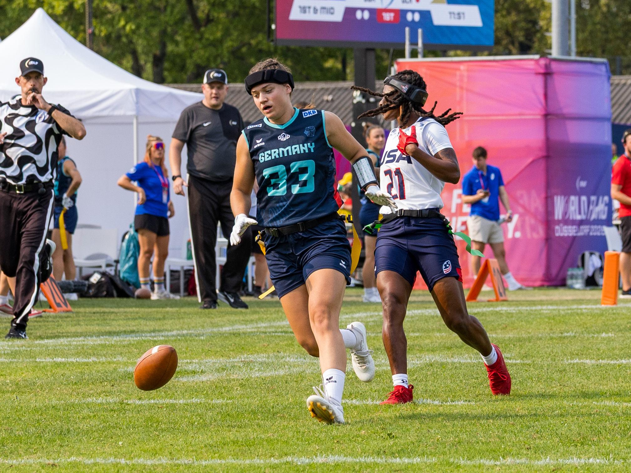 Pass to long for a catch to #33 Lina Kristin Adrian (WR/DB) Team Germany Women