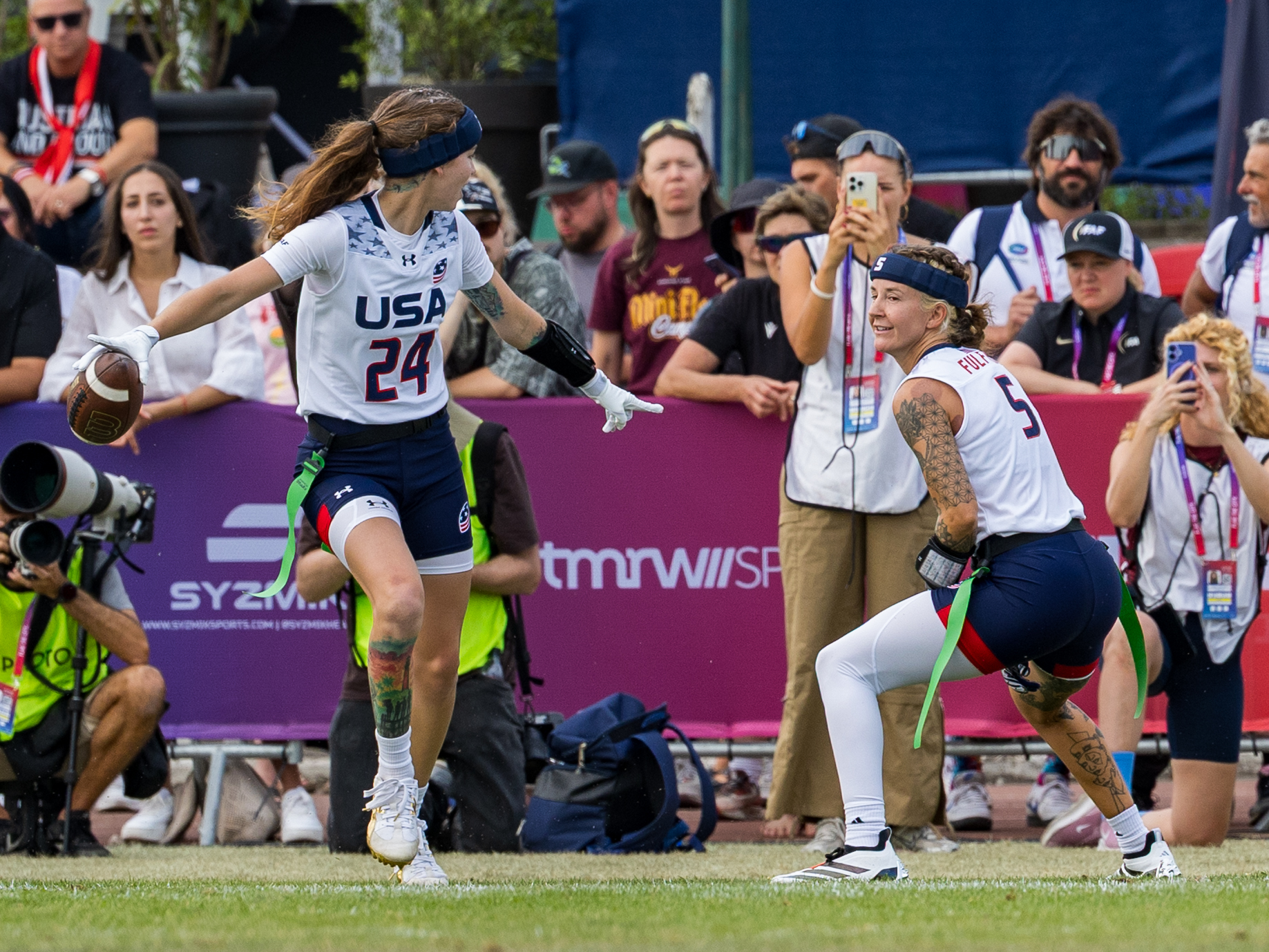 Touchdown celebration from #24 Kennedy Foster (WR/DB) Team USA Women