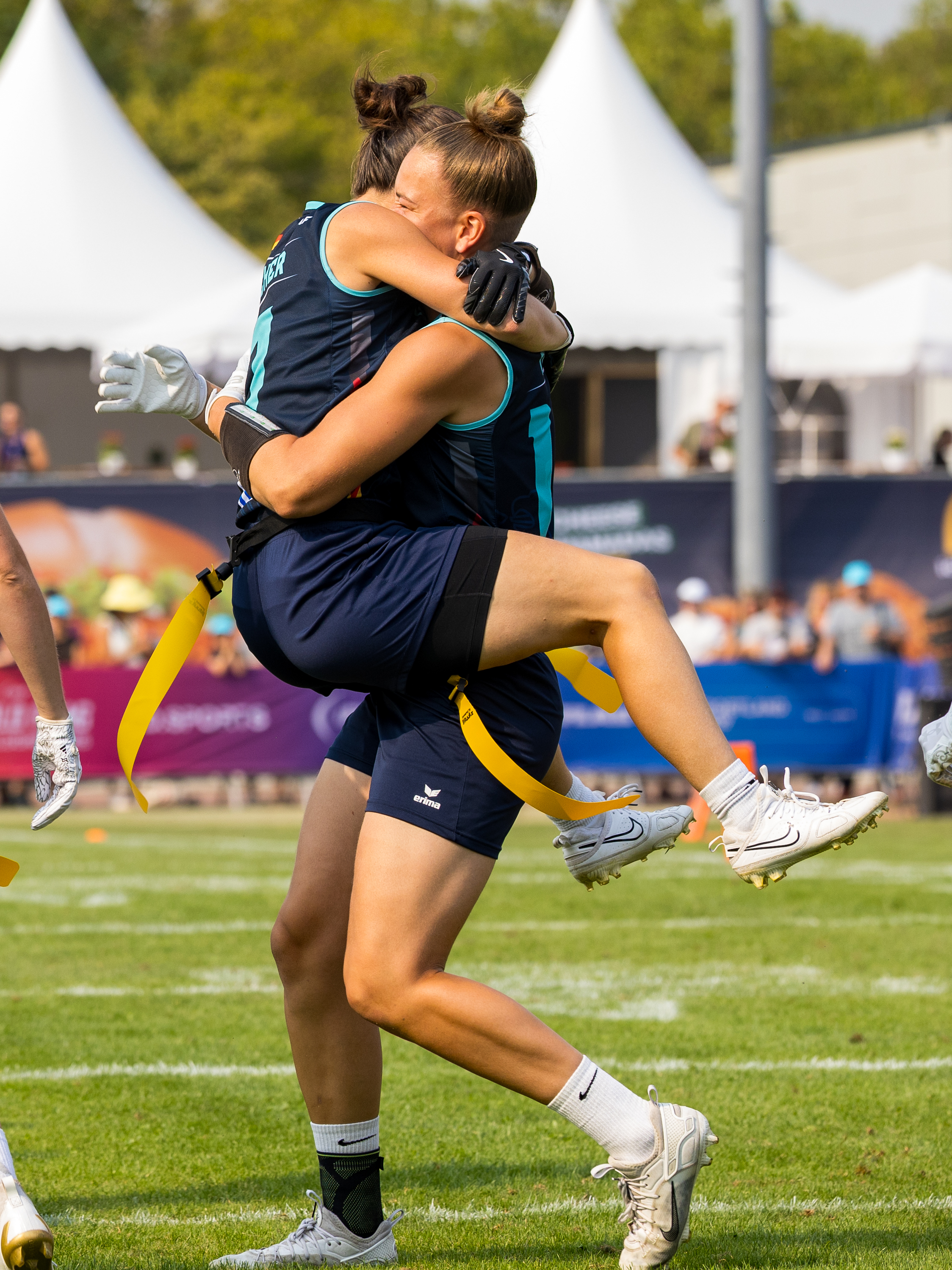 Celebration from #33 Lina Kristin Adrian (WR/DB) Team Germany Women and #14 Carla Charlotte Törner (WR) Team Germany Women