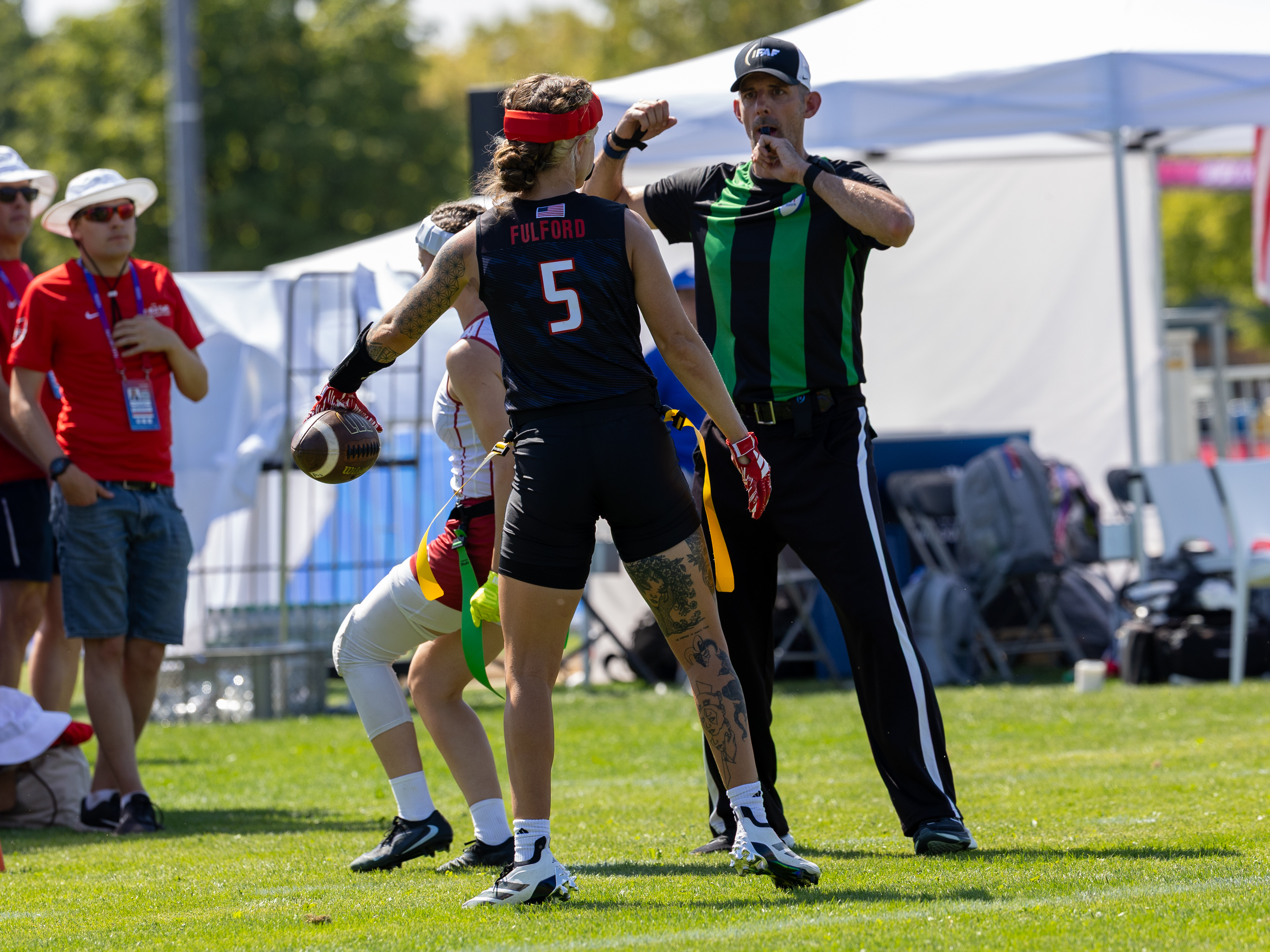 #5 Madison Fulford (WR/DB) Team USA Women extra point is good.