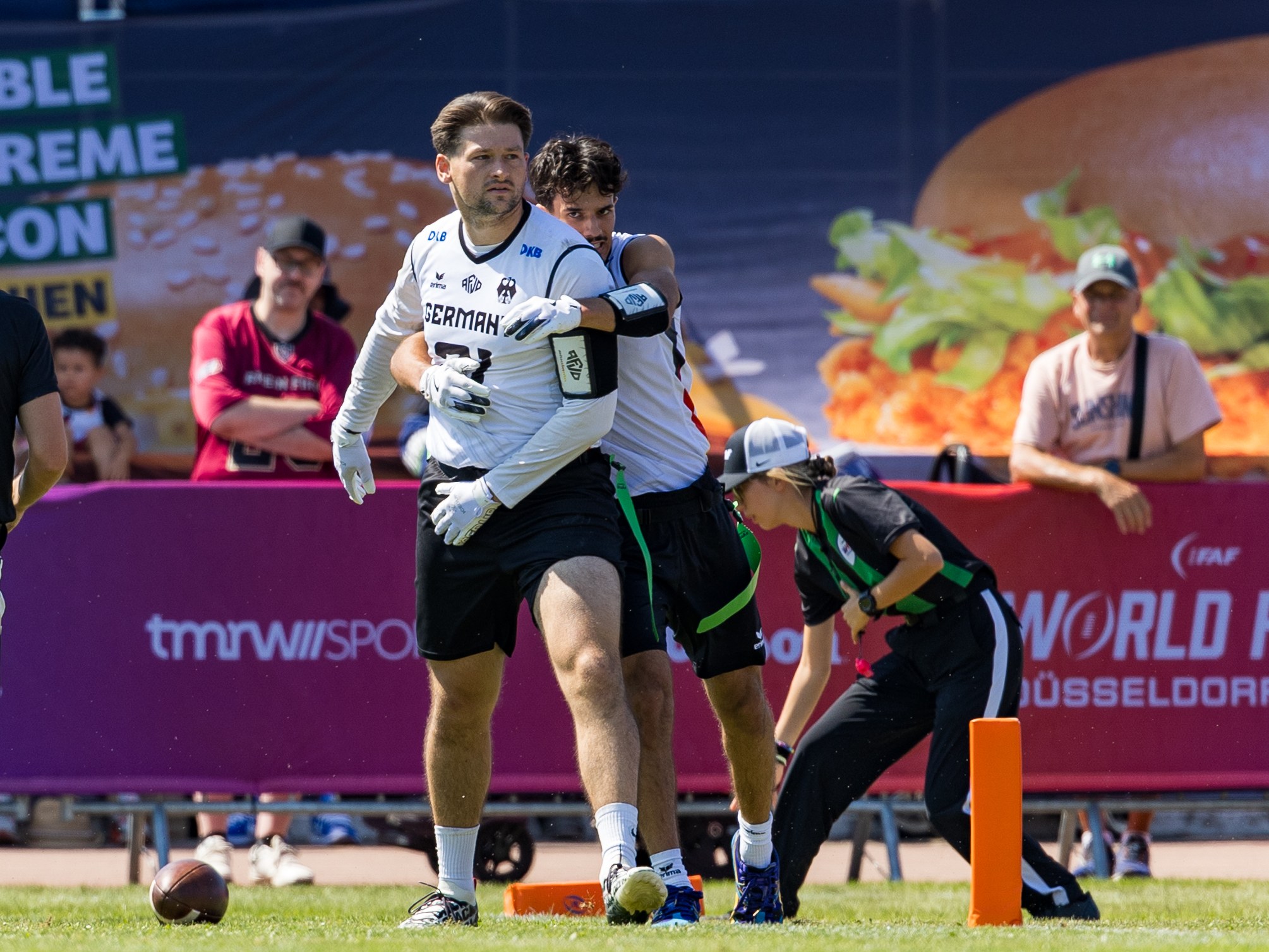 Celebration from #21 Fabian Achenbach (DB/WR) Team Germany Men after the touchdown