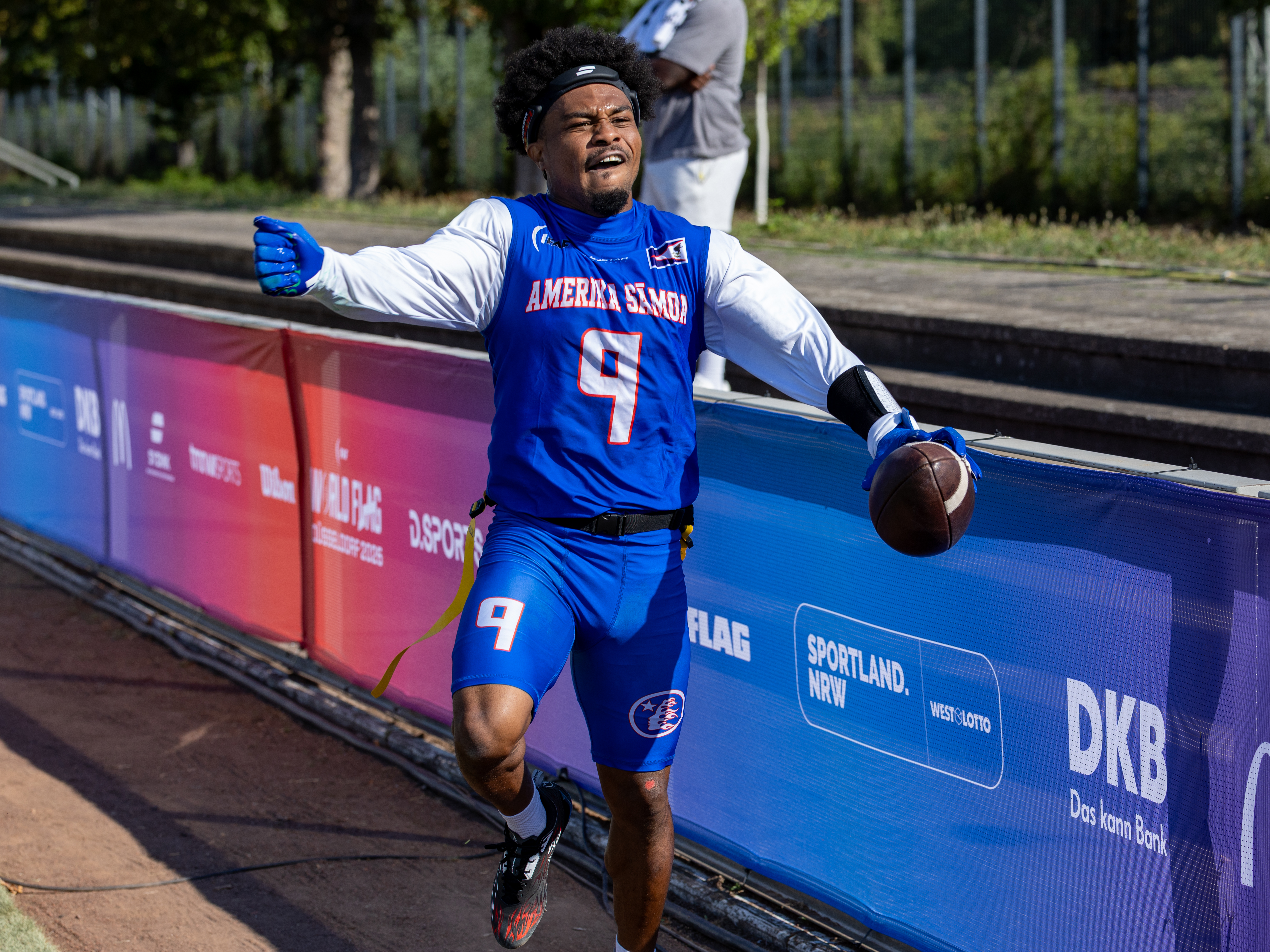 #9 Jahcour Hasaan Pearson (WR/DB) Team American Samoa Men touchdown celebration