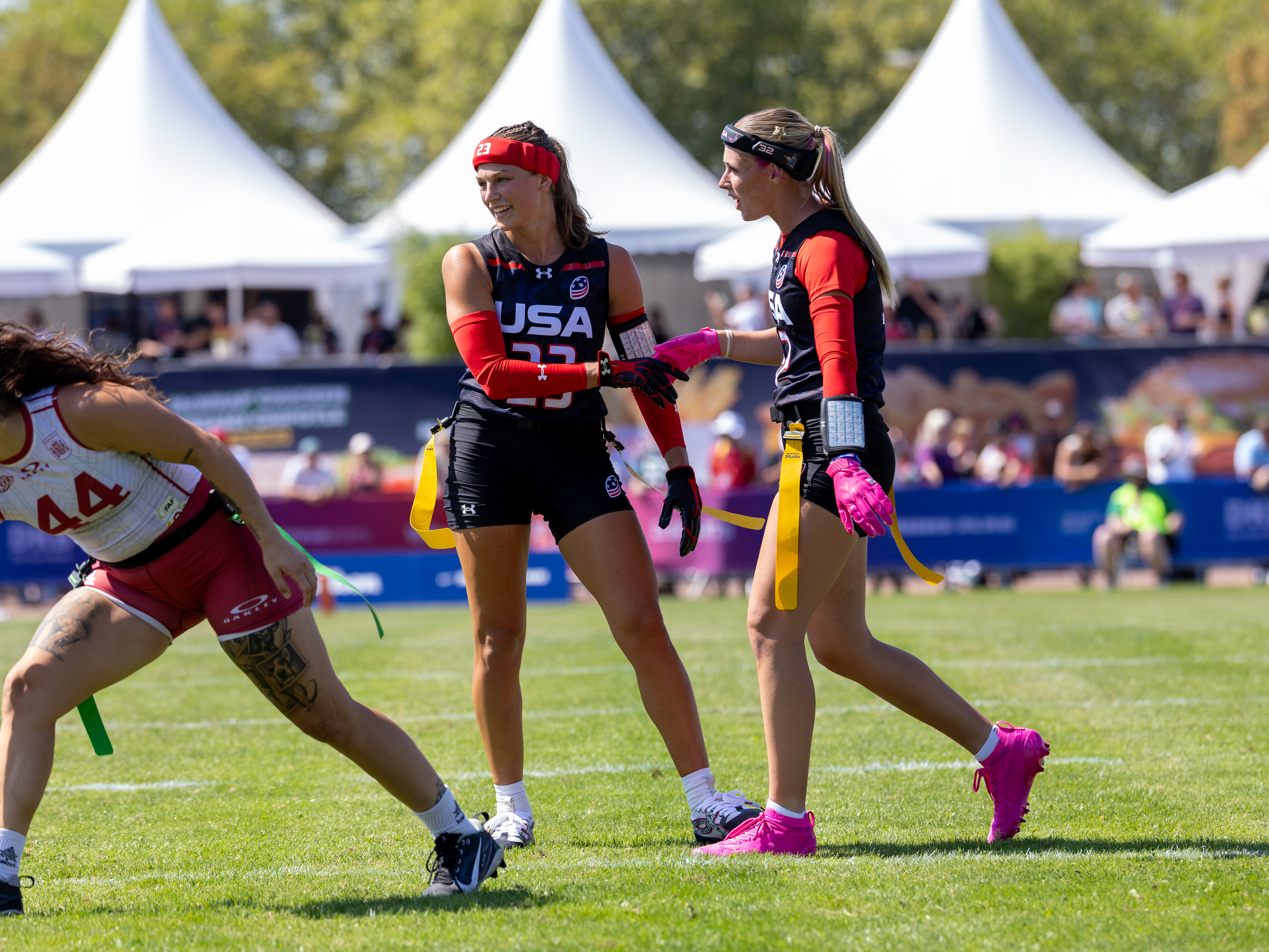 Celebration from #23 Isabella Geraci (WR/S) Team USA Women and #32 Ashlea Klam (C/S) Team USA Women