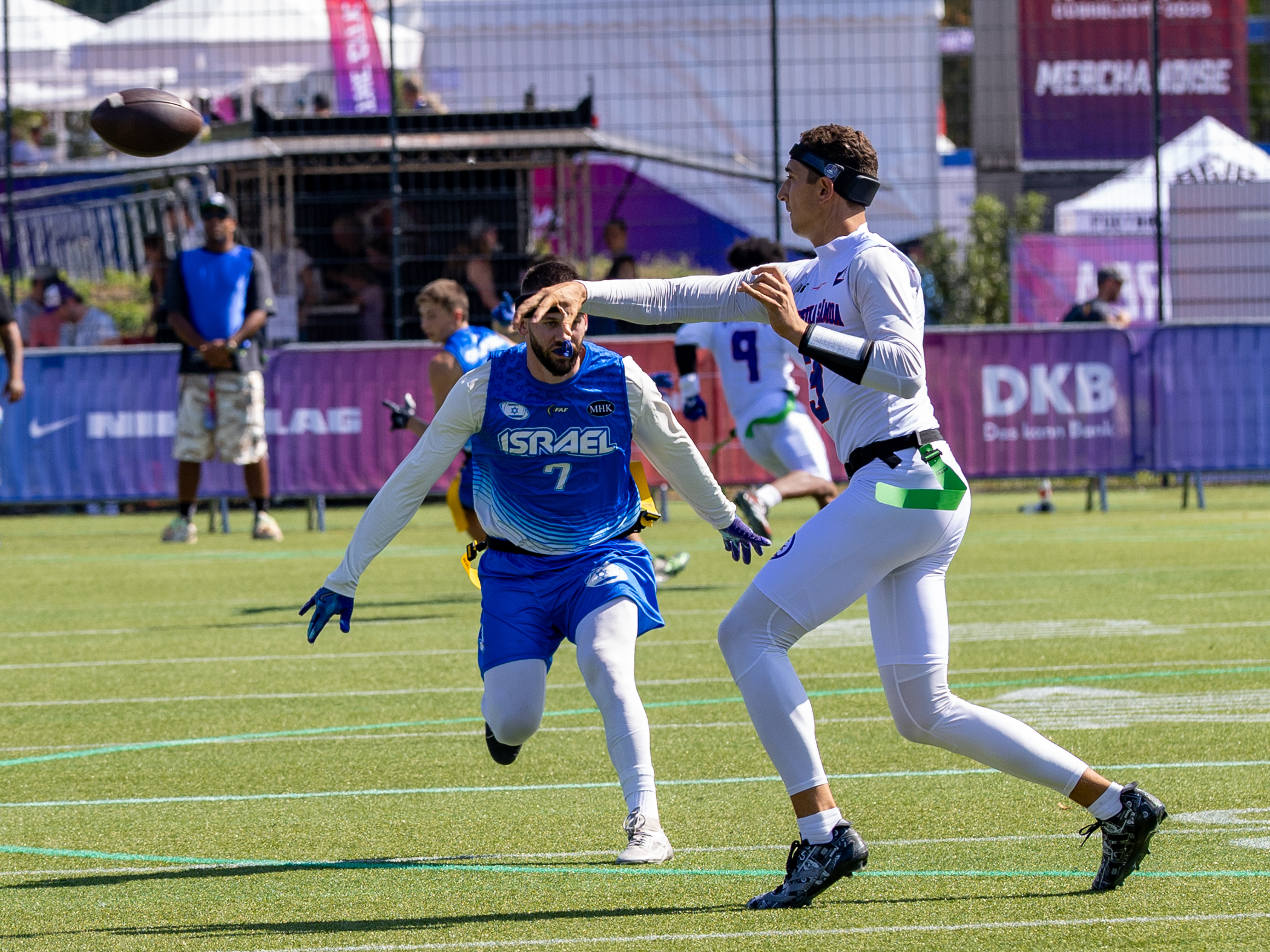 #3 Tai Natani-Othoniel Tiedemann (QB) Team American Samoa Men pass the ball.