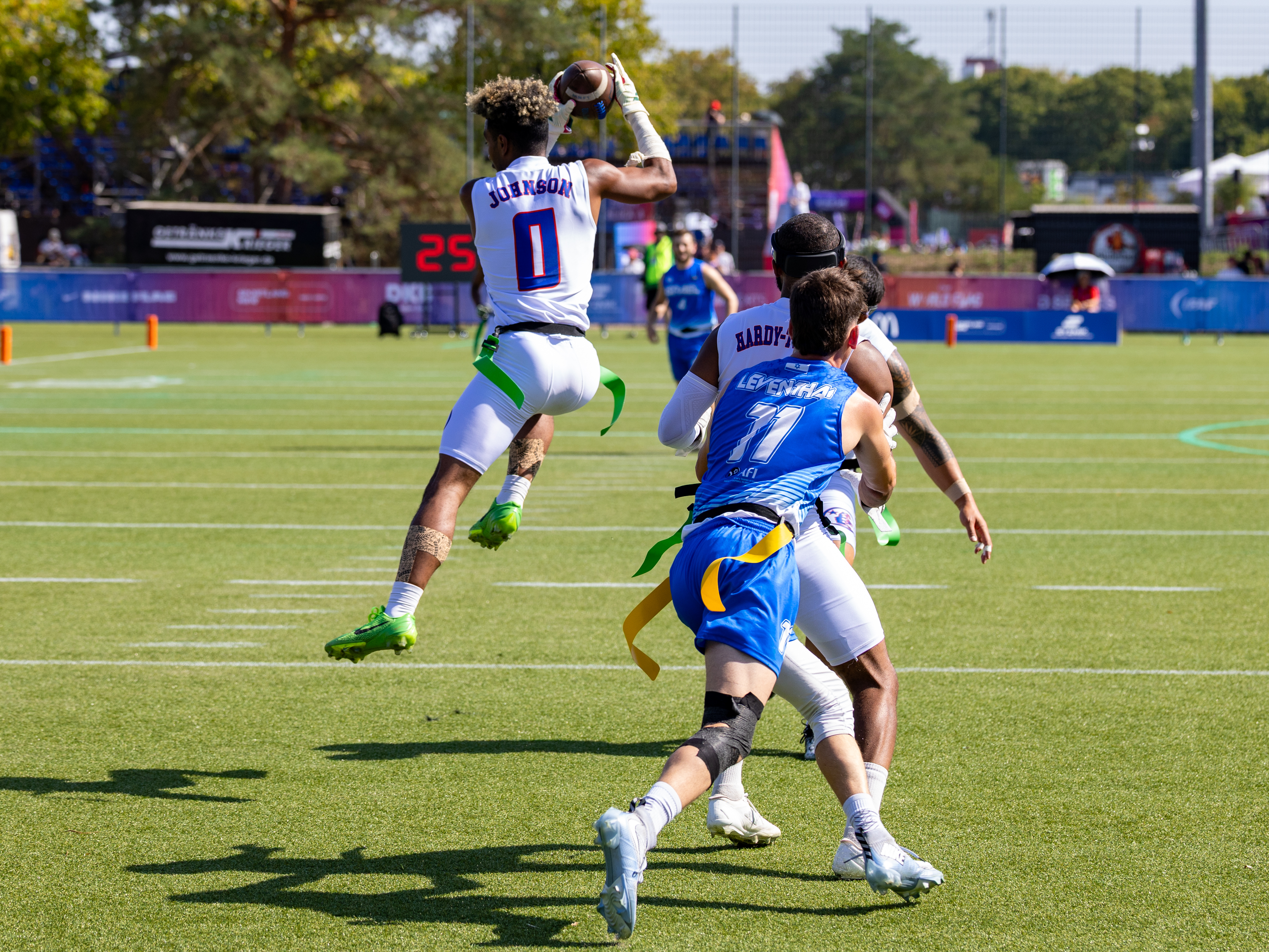 Interception from #0 Batchlor Wise Johnson IV (WR/DB) Team American Samoa Men