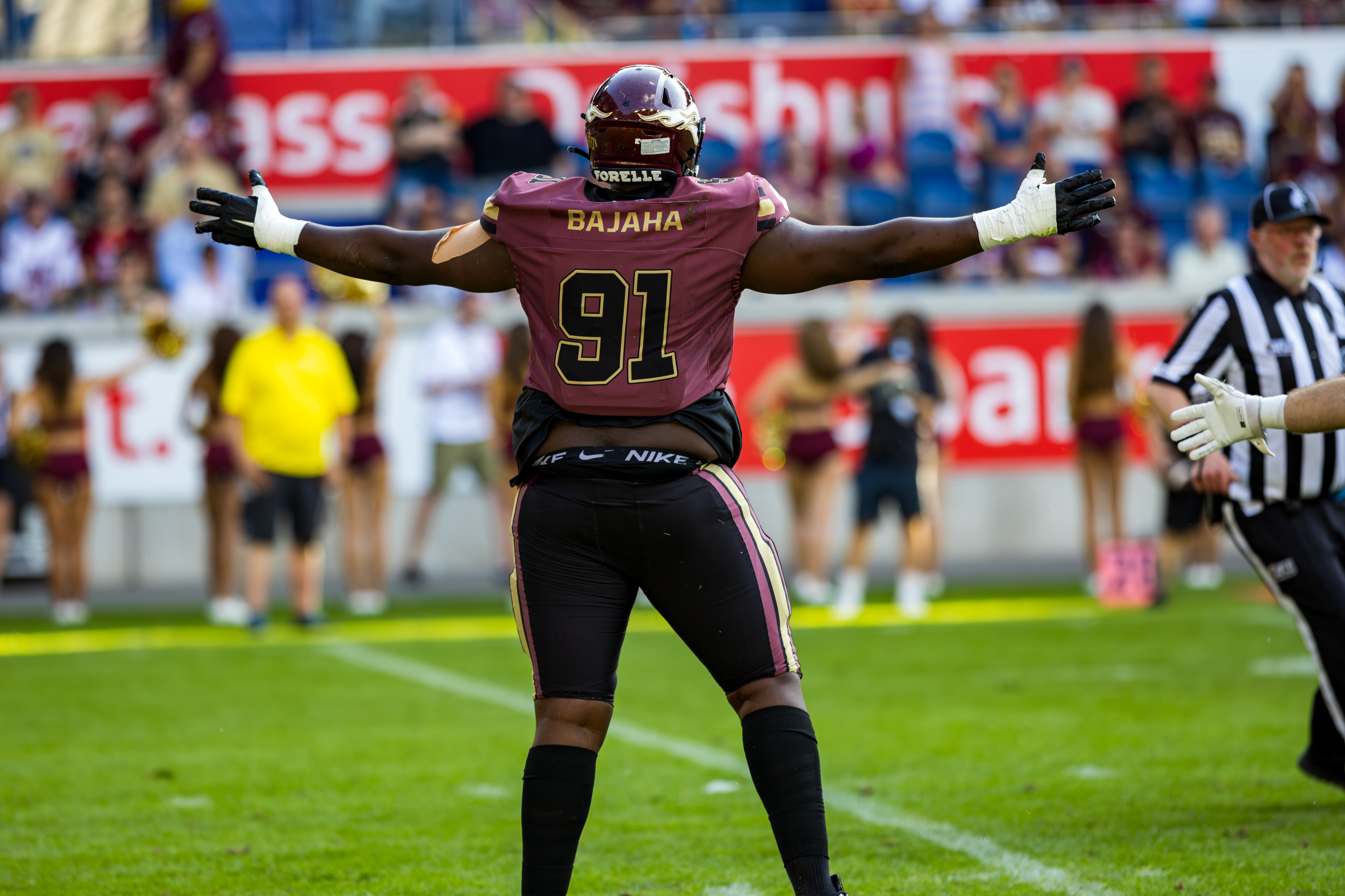 #91 Miche Vandekerkhof (Defensive Line) – Rhein Fire tackle celebration.