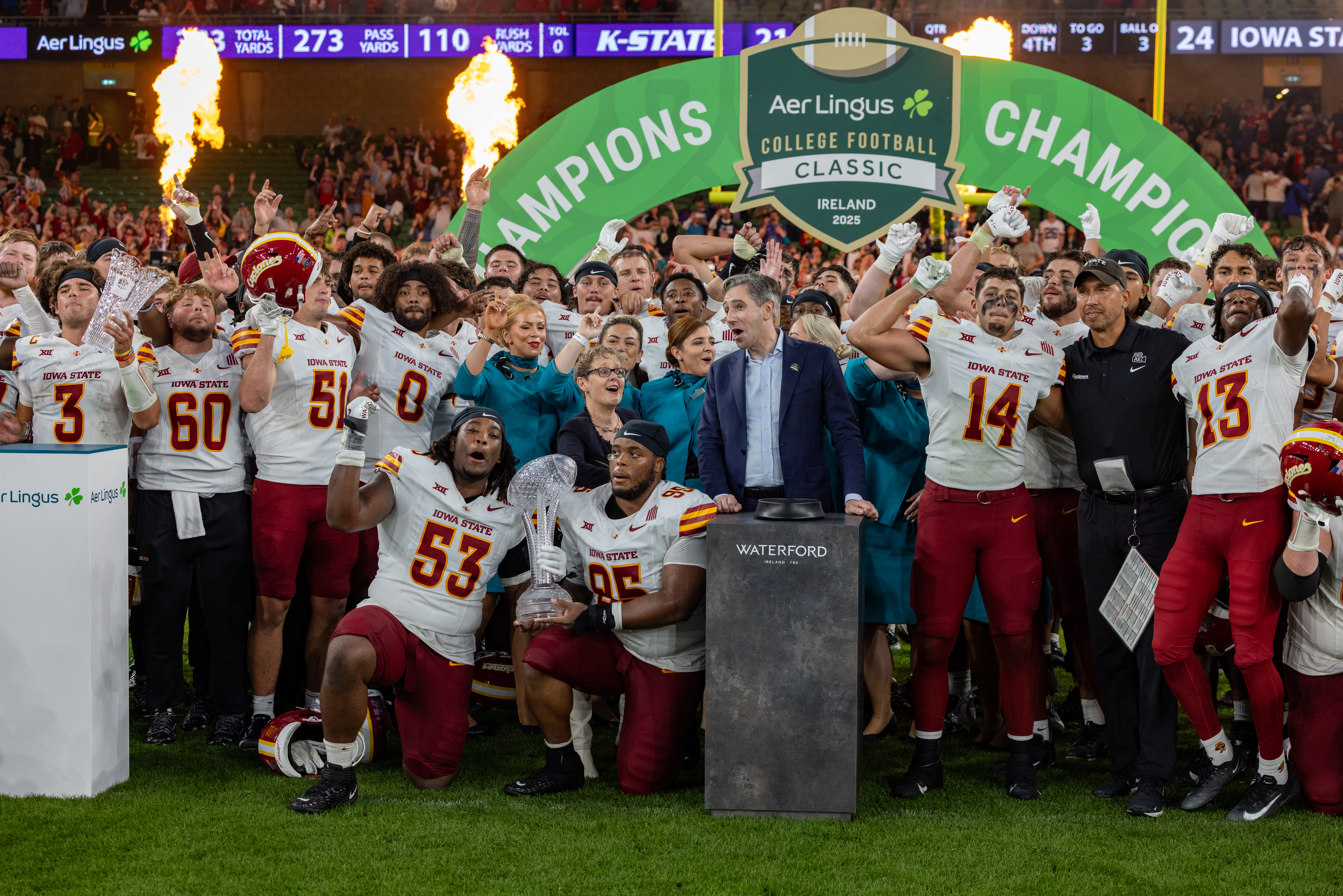 Iowa State Team Celebration Iowa State vs K-State, American Football, NCAA College Football, Week 1, 2025, 23.08.2025,
