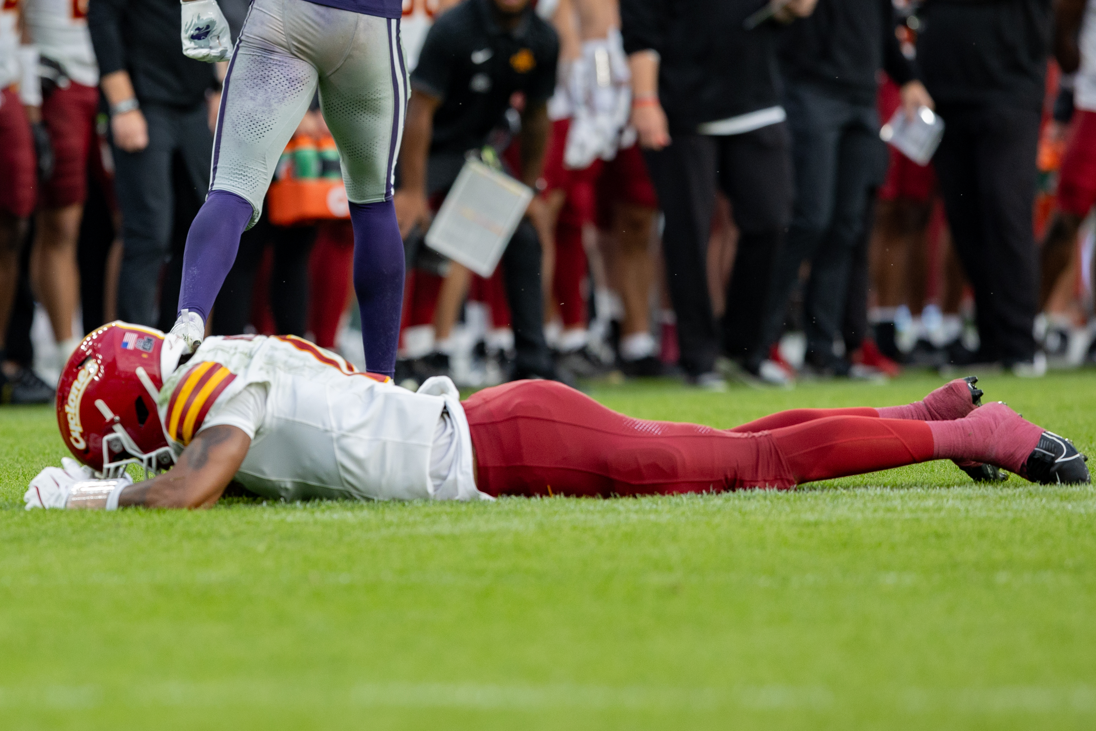 #0 Chase Sowell (WR) Iowa State Cyclon incomplette pass Iowa State vs K-State, American Football, NCAA College Football, Week 1, 2025, 23.08.2025,