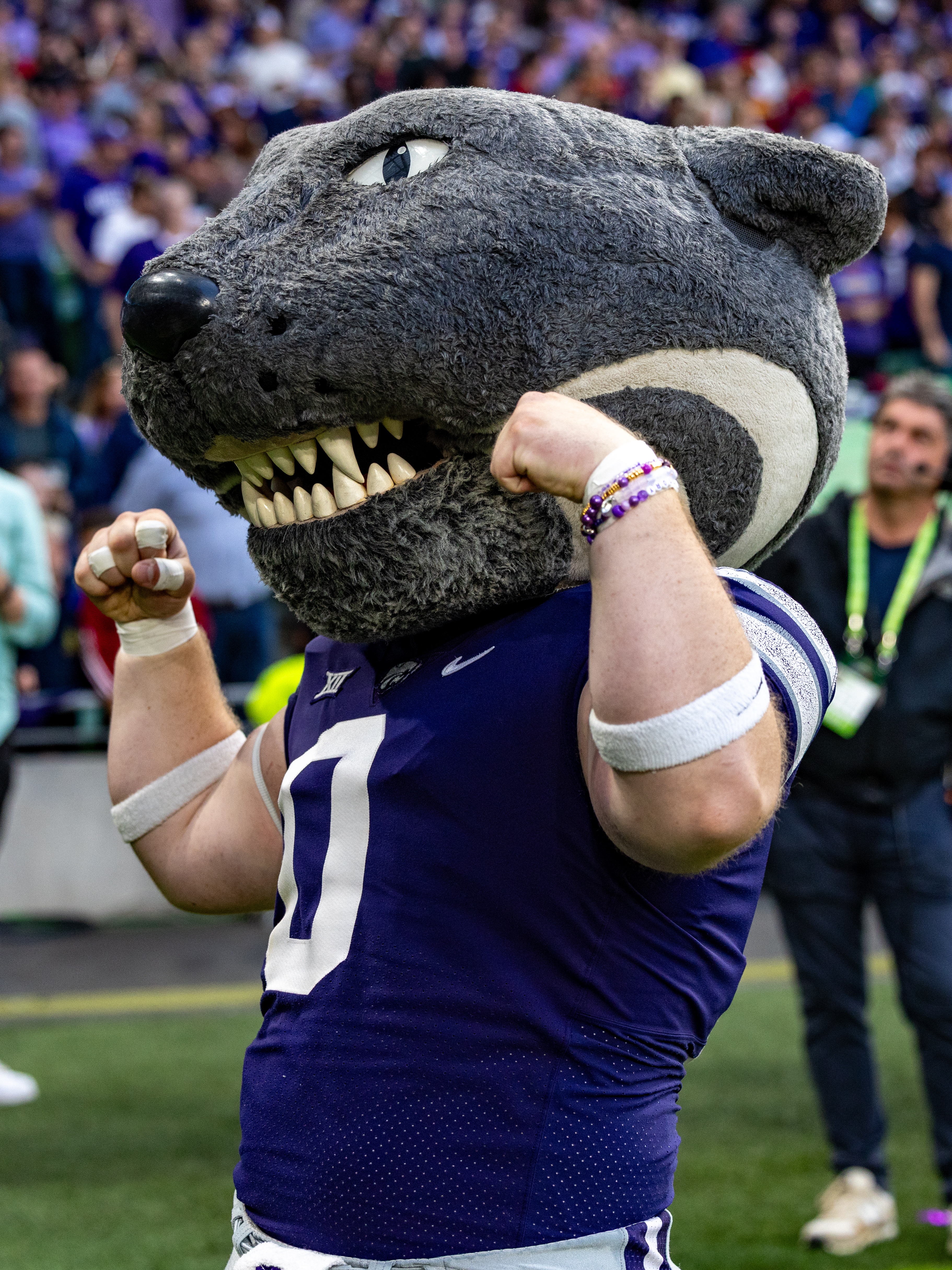 K-State mascots at flexing Iowa State vs K-State, American Football, NCAA College Football, Week 1, 2025, 23.08.2025,