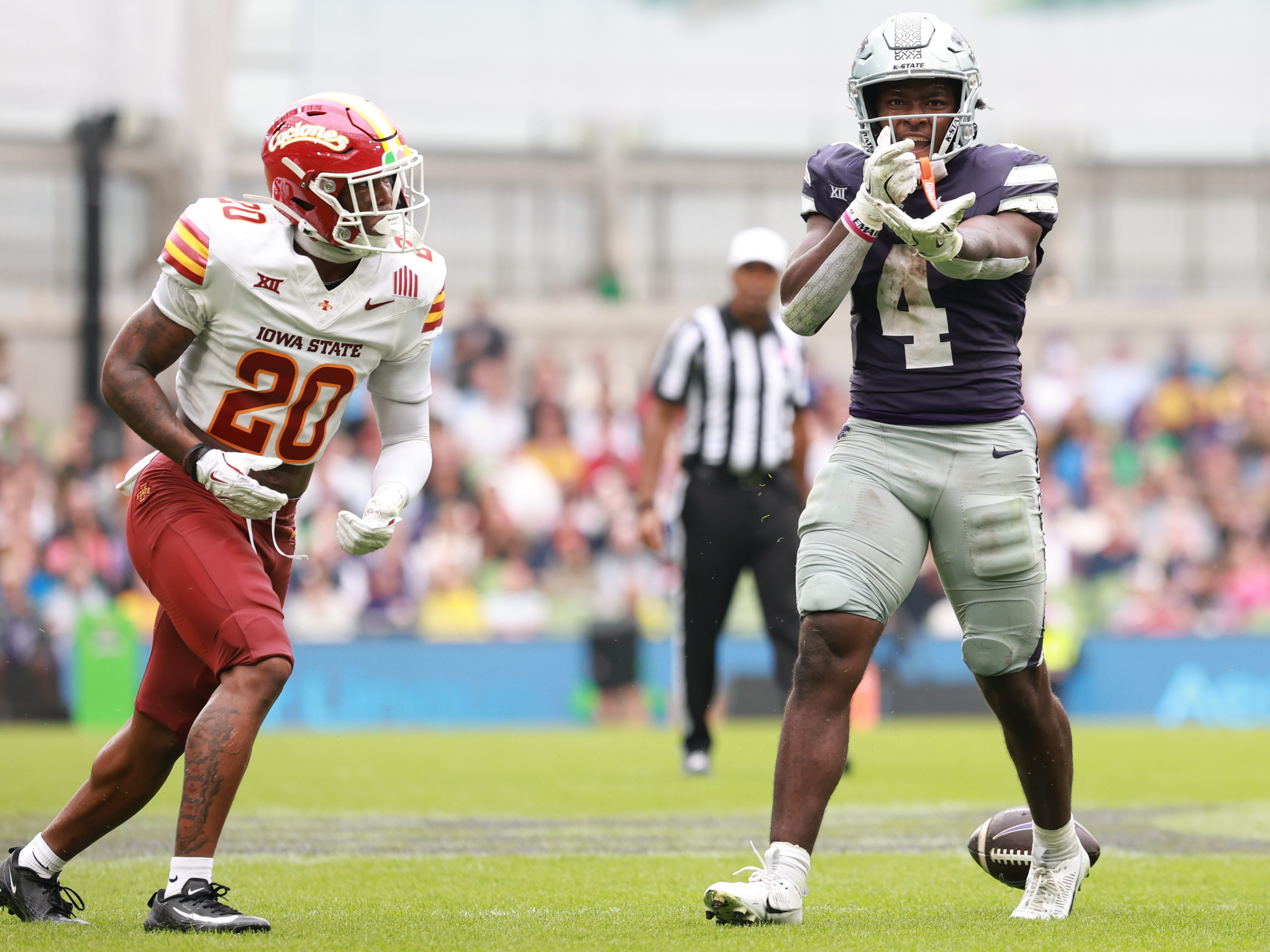 #4 Joe Jackson (RB) Kansas State Wildcats frist down. Iowa State vs K-State, American Football, NCAA College Football, Week 1, 2025, 23.08.2025,