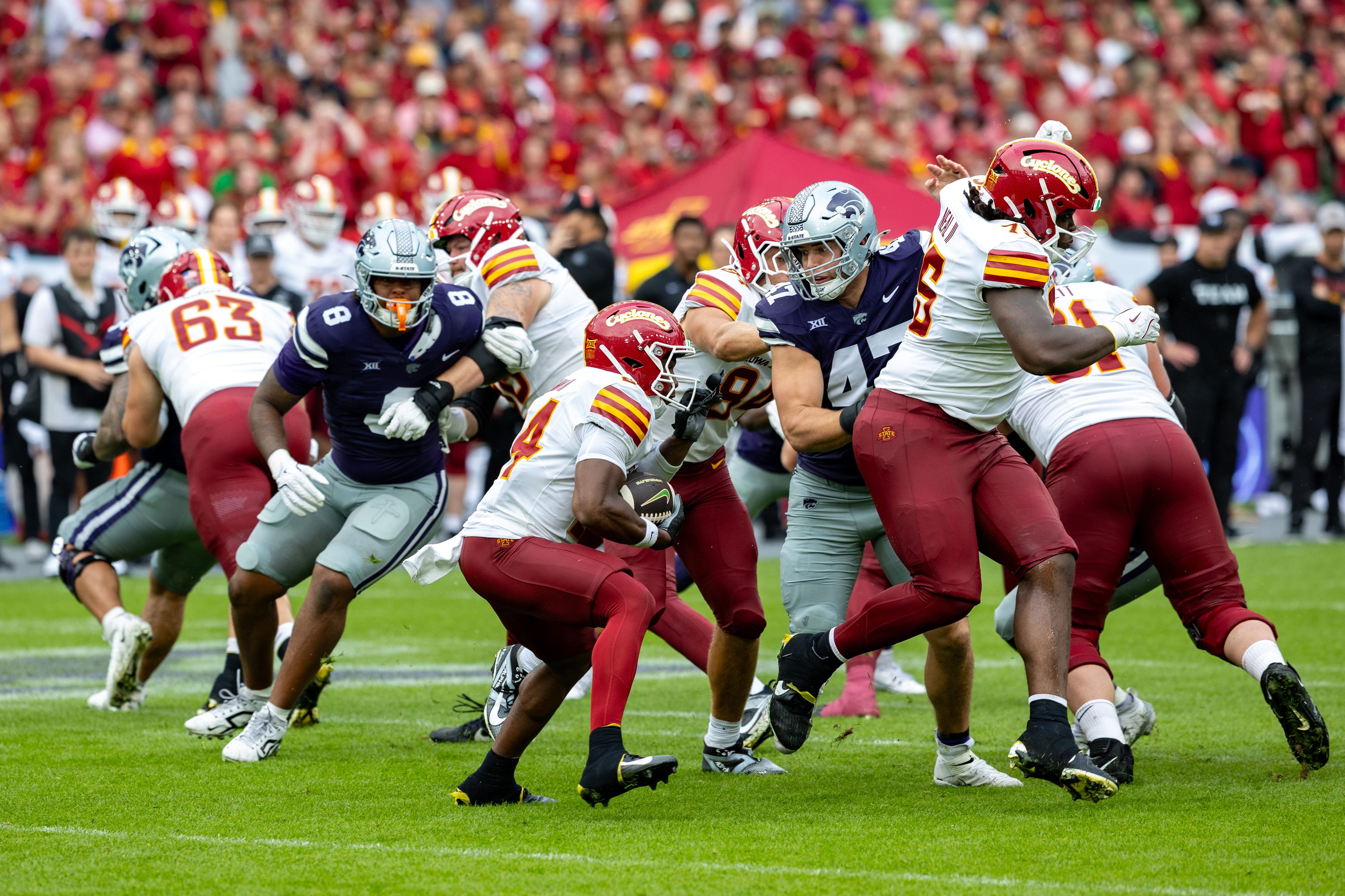#4 Xavier Townsend (WR) Iowa State Cyclon seach a gap. Iowa State vs K-State, American Football, NCAA College Football, Week 1, 2025, 23.08.2025,
