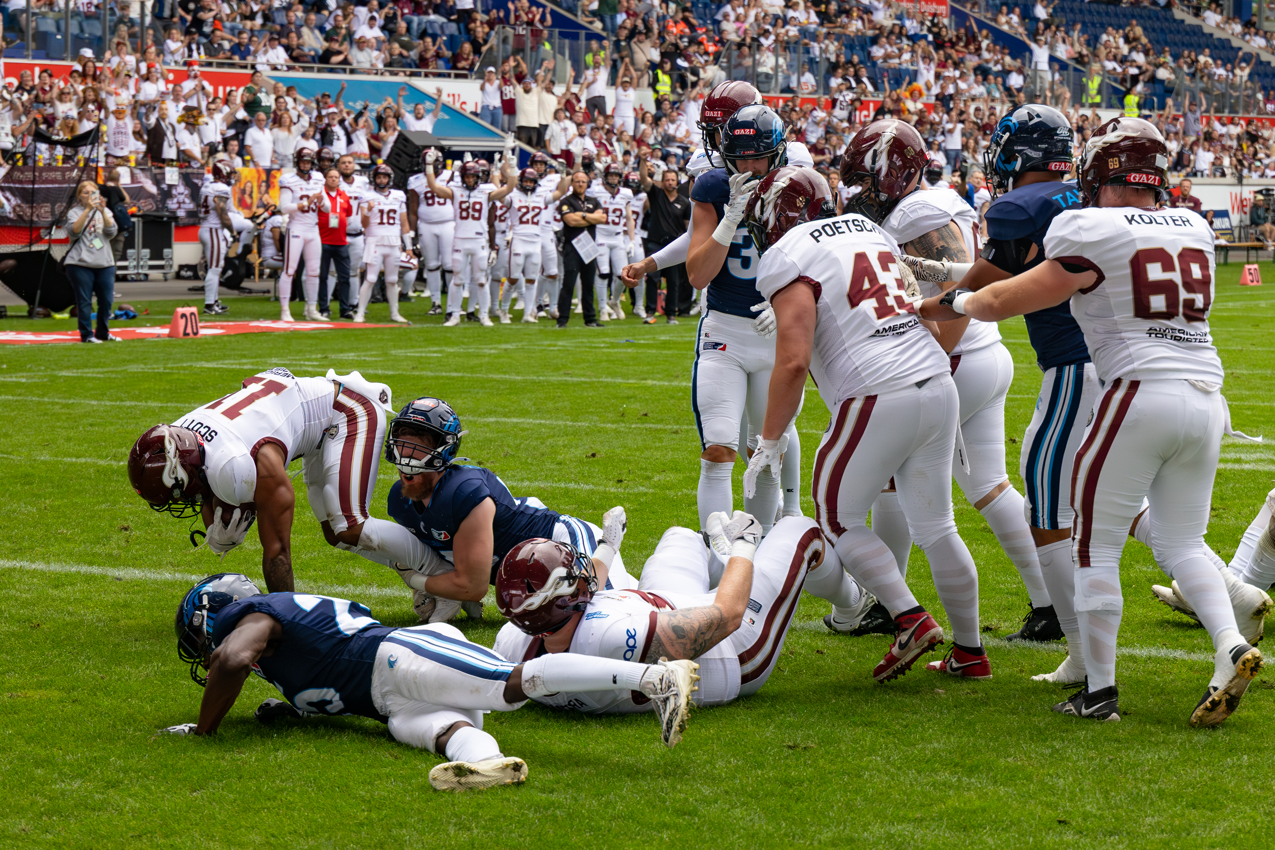 Touchdown #11 Jonathan Scott (RB) Rhein Fire Rhein Fire vs Nordic Storm, American Football, European League of Football, Week 14, 2025, 17.08.2025,