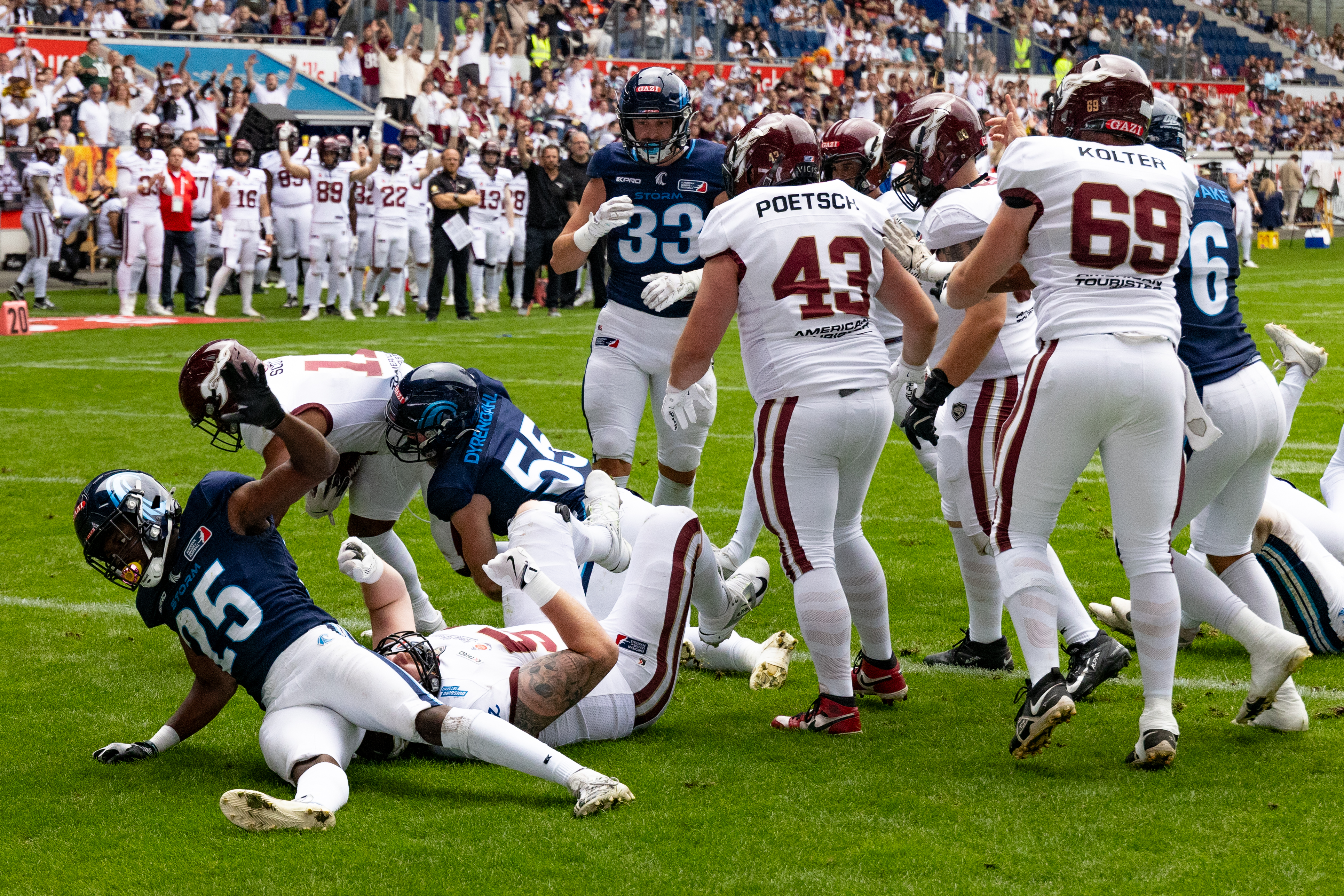 Touchdown #11 Jonathan Scott (RB) Rhein Fire Rhein Fire vs Nordic Storm, American Football, European League of Football, Week 14, 2025, 17.08.2025,