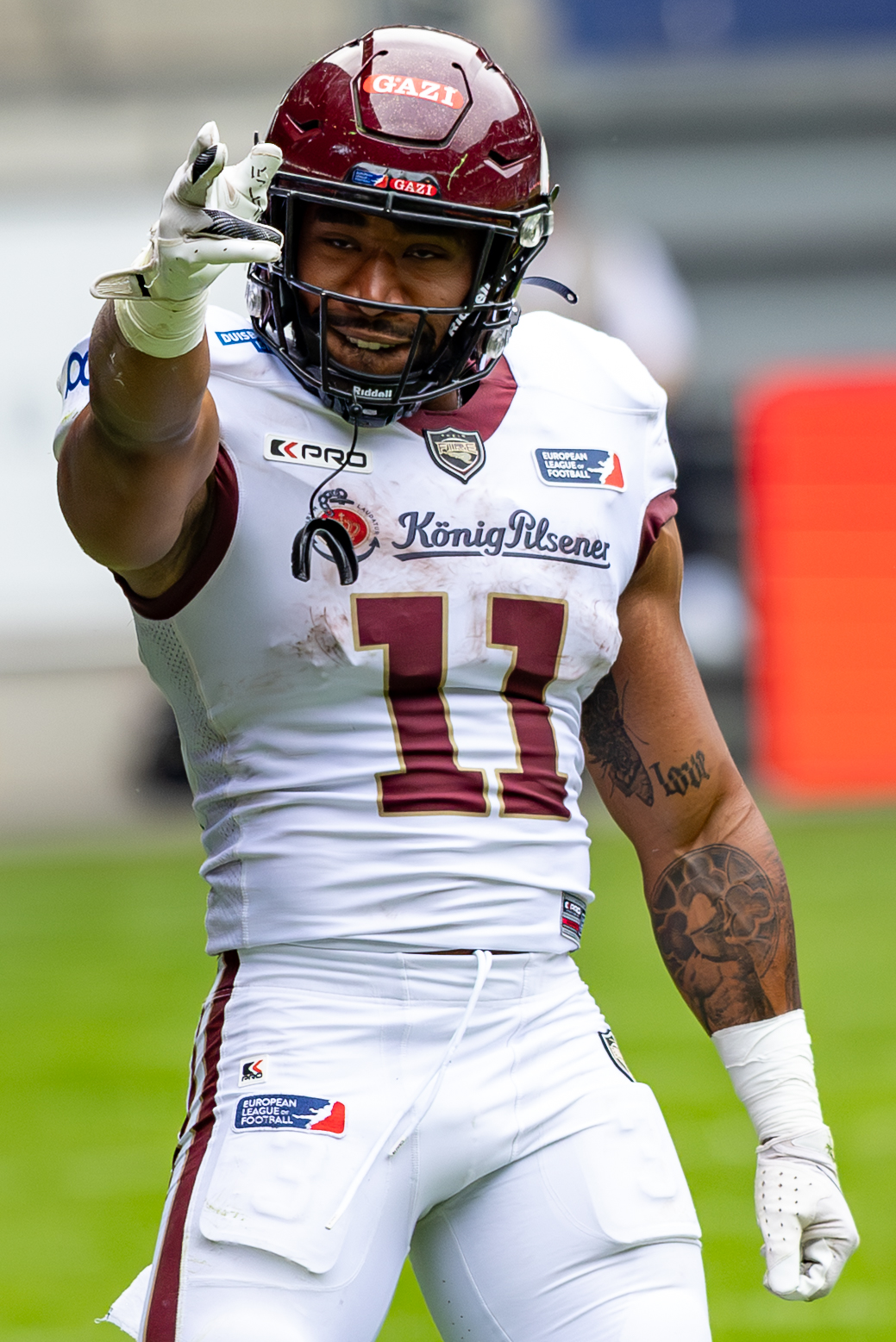 #11 Jonathan Scott (RB) Rhein Fire celebration Rhein Fire vs Nordic Storm, American Football, European League of Football, Week 14, 2025, 17.08.2025,