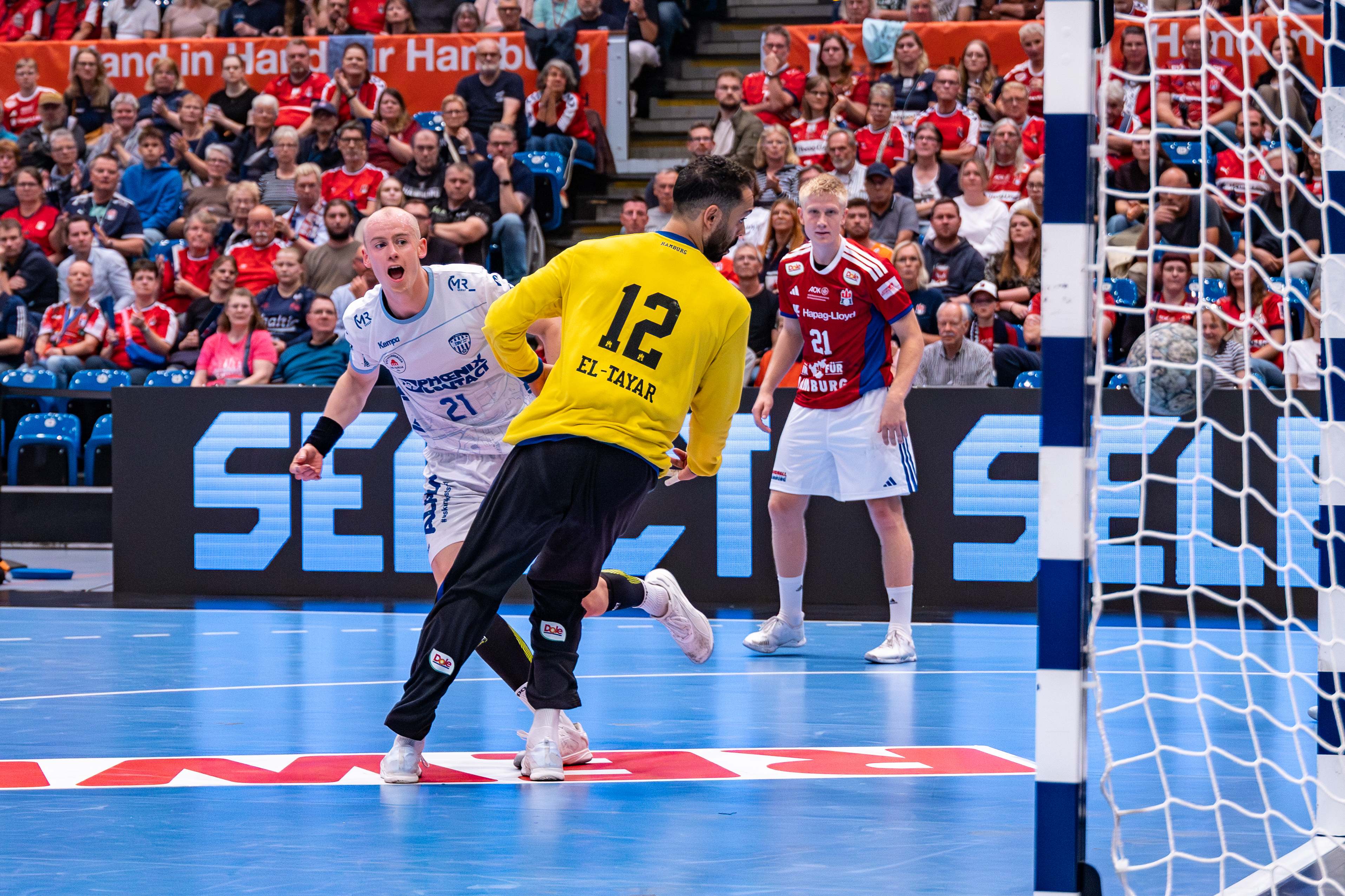 Goal celebration #21 Leve Carstensen (Linksaußen) – TBV Lemgo Lippe HSV Hamburg vs Lemgo Lippe, Handball, DAIKIN HBL , WEEK 5, 2025/26, 19.09.2025,